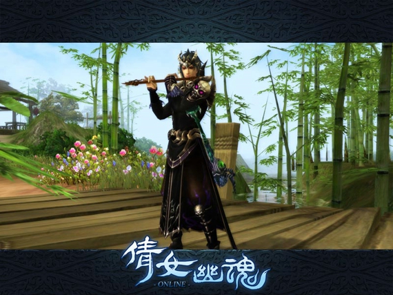 《倩女幽魂》英俊的异人在竹林中吹奏阵阵箫声