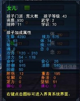 孩子属性展示