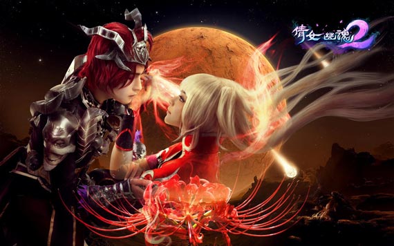 《倩女幽魂》剧情静态电影第五幕：尘烟过，知多少。世间风雨如晦，我自花事一期，叶郎，自珍重。