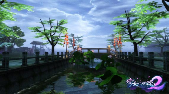 《倩女幽魂2》实时四季变幻——荷塘夏韵。