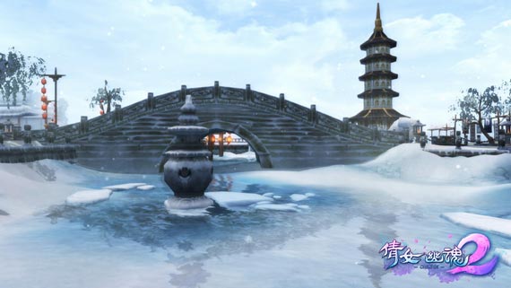 《倩女幽魂2》实时四季变幻——西湖冬妆。