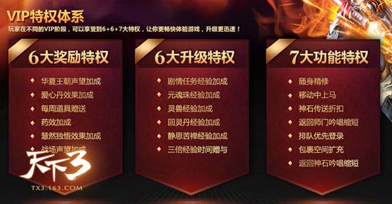 天下3首个玩家尊贵计划，19大特权全面来袭！
