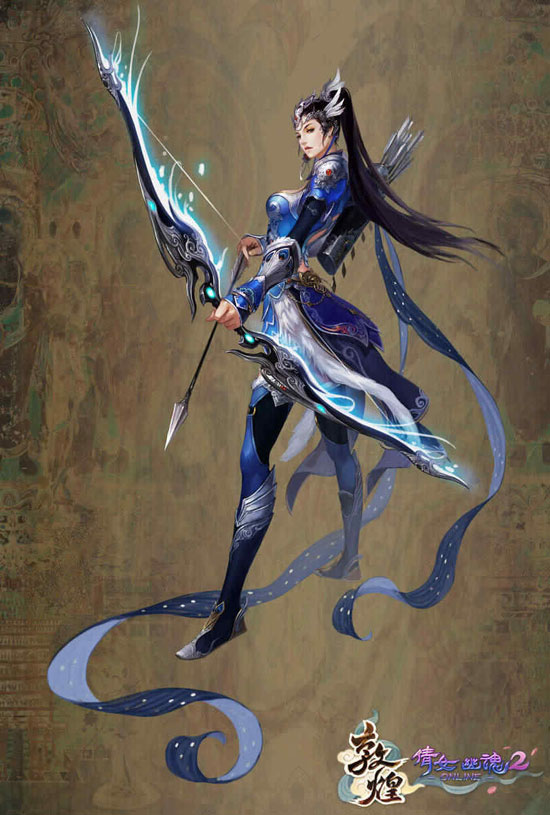 一抹裙摆,一束长马尾,娉婷风姿的女射手萧若兰如她的箭一般,冷若冰霜