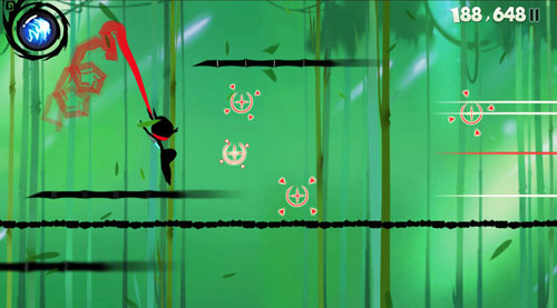 游戏截图，穿梭于竹林中的忍者