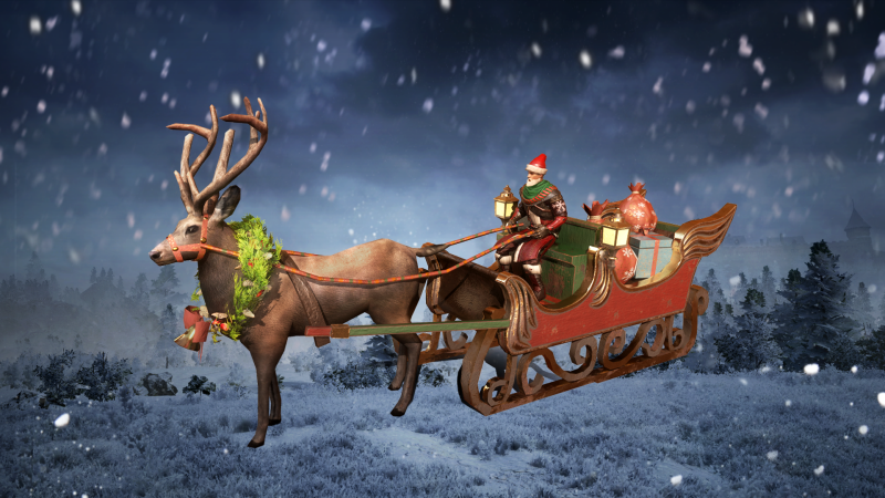 打开圣诞袜有机会获得限时马车皮肤圣诞雪橇车,打造材料等好礼