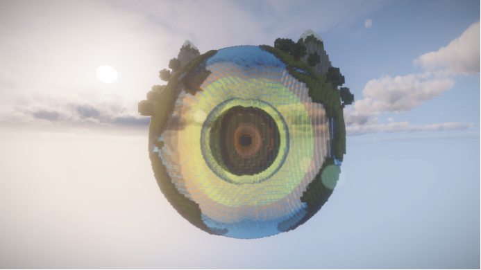 《我的世界》大神独自建造正圆星球 切开7层地层清晰可见