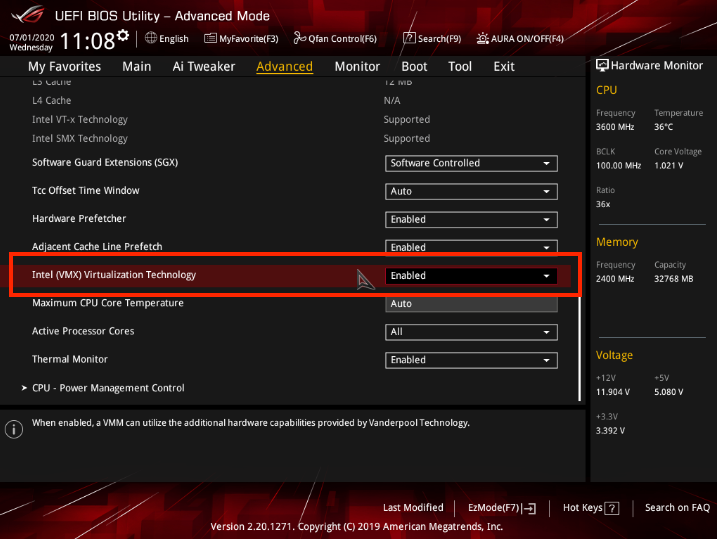 Enabling VT in ASUS PCs3