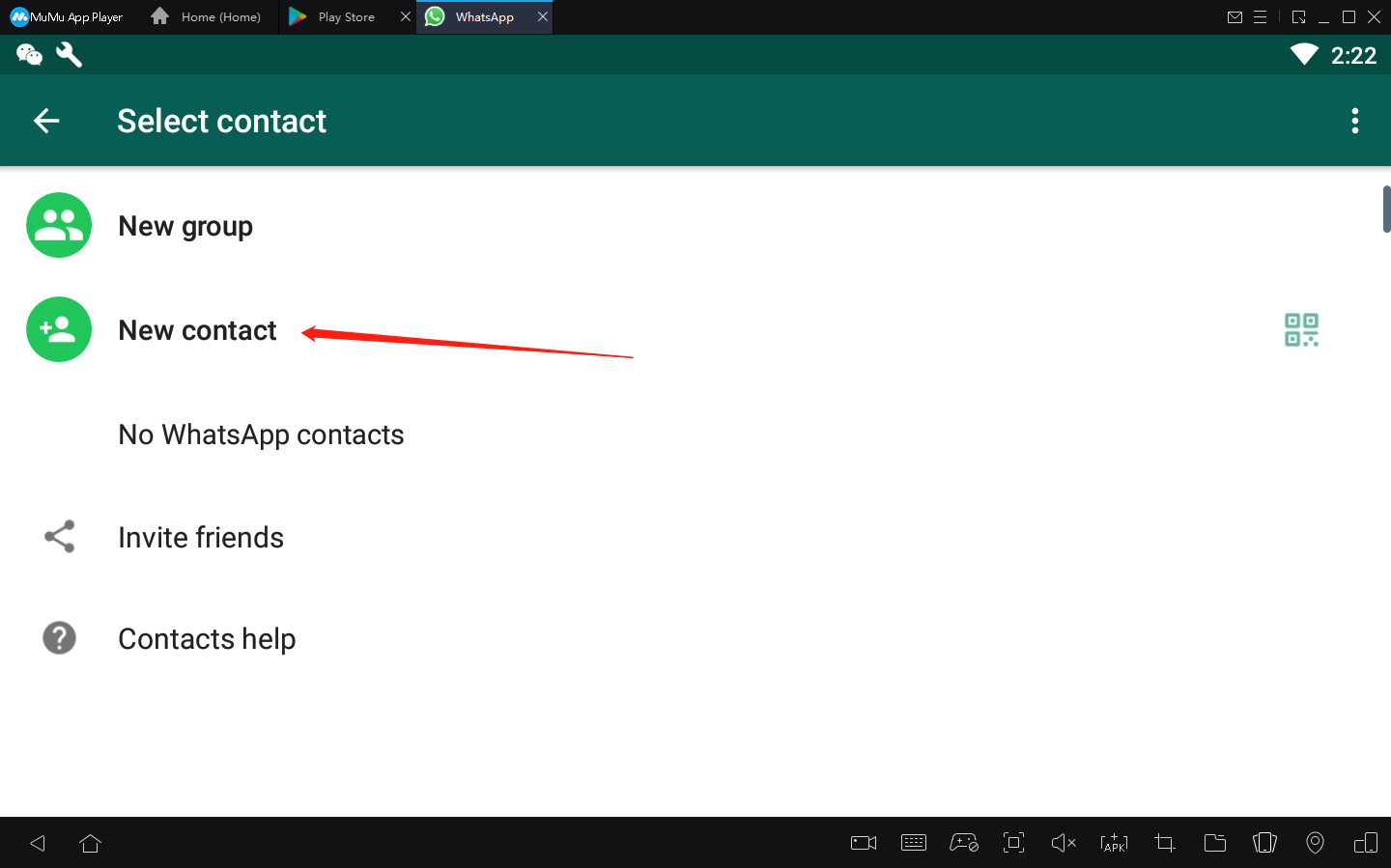 Bagaimana cara masuk ke WhatsApp dengan MuMu Player di PC dan menambahkan kontak baru?7
