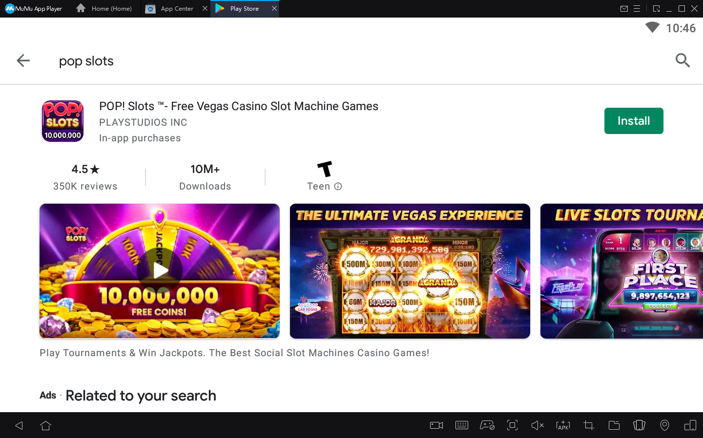 Cách chơi POP! Slots ™- Free Vegas Casino Slot Machine Games trên PC bằng MuMu Player 4