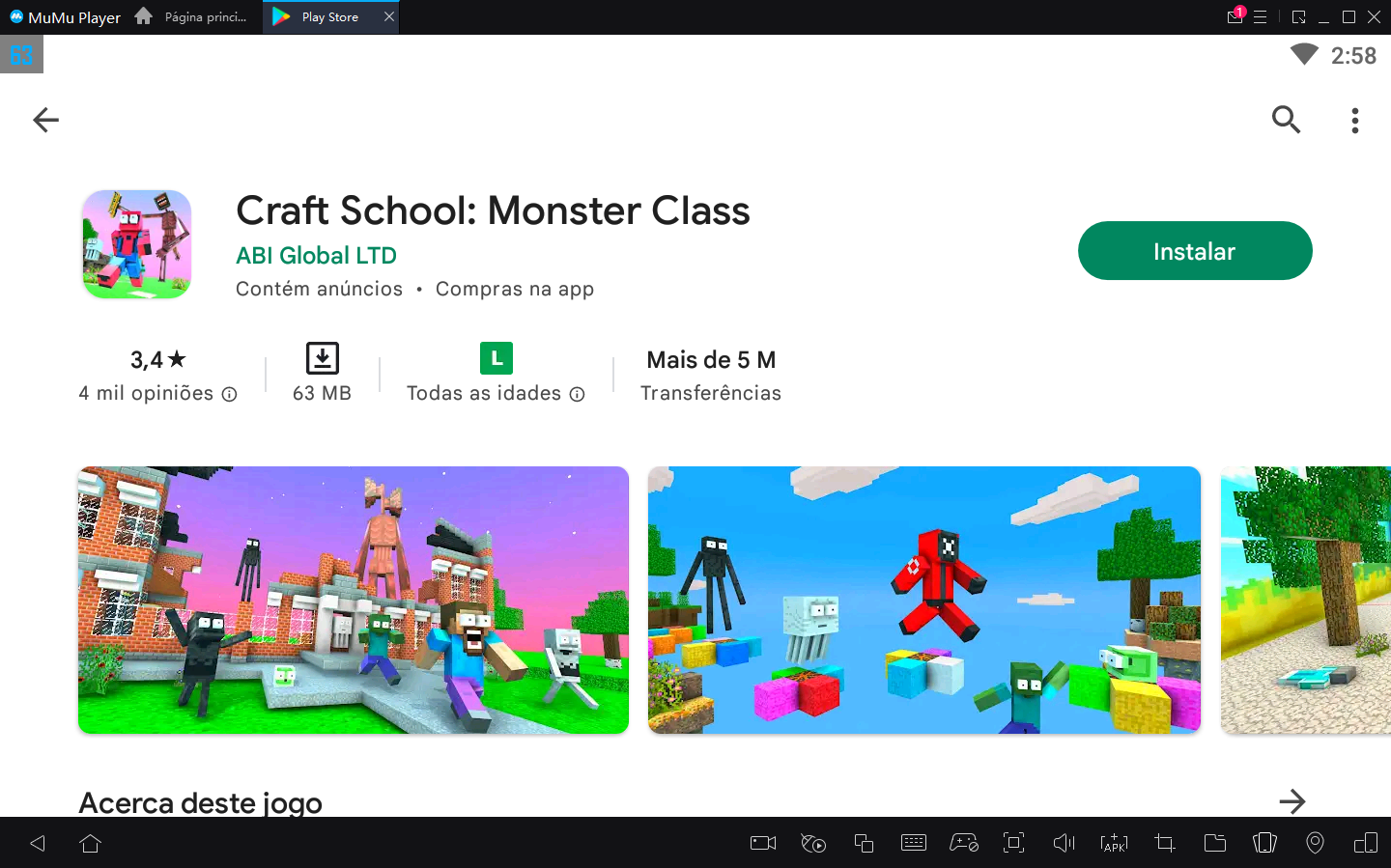 Como jogar Craft School: Monster Class no PC com Emulador Android