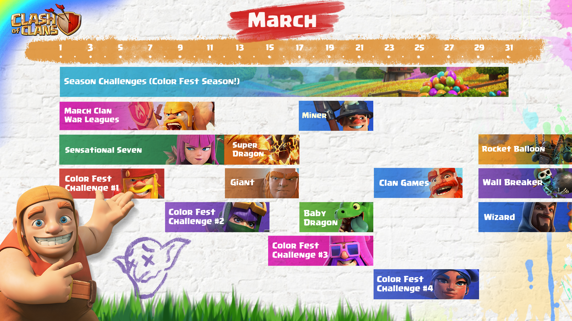 clash of clans event roadmap for color fest march