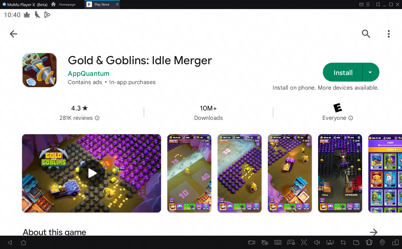 How to play Gold and Goblins on PC with MuMu Player