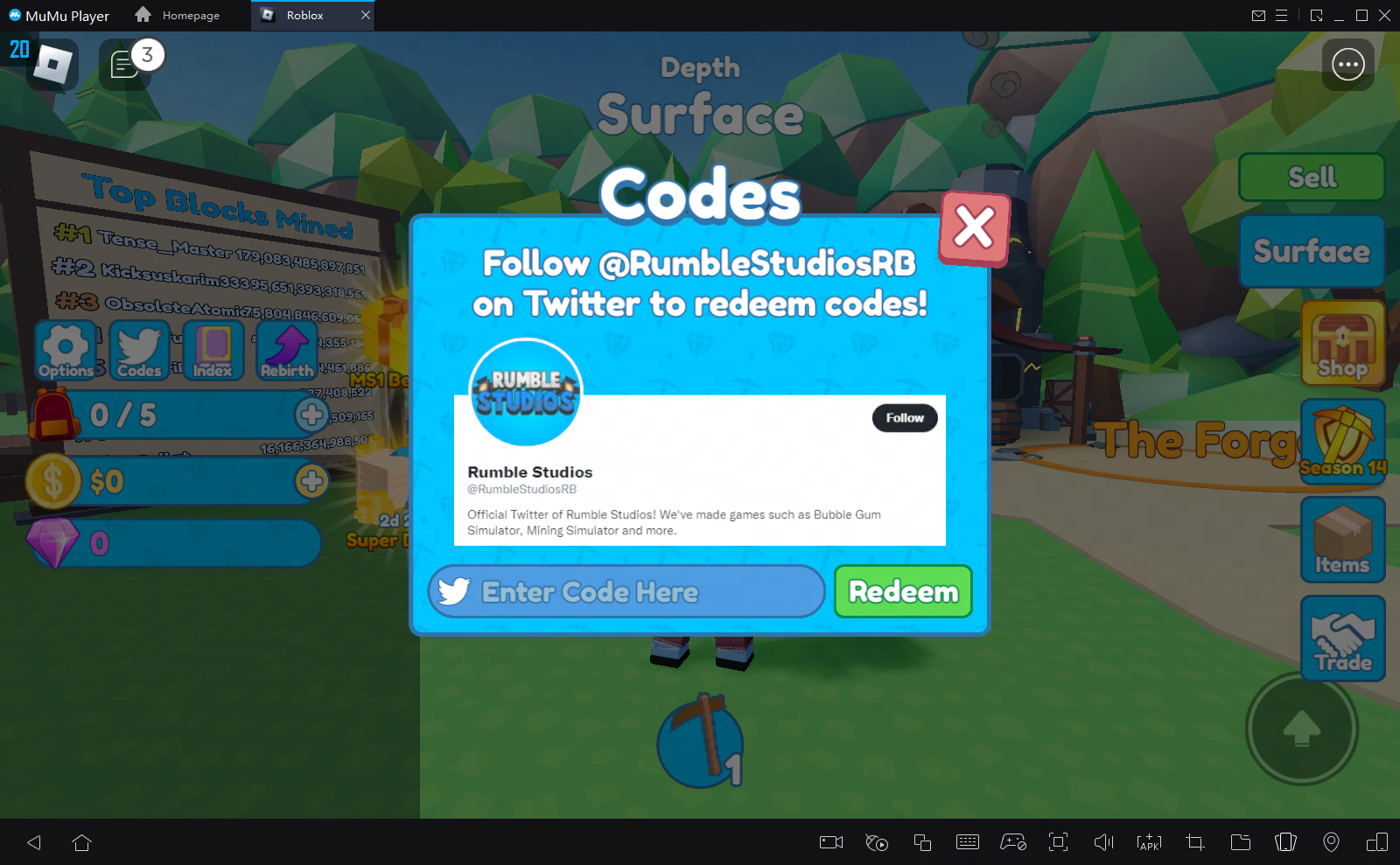 Roblox Mining Simulator 2 Redeem Codes